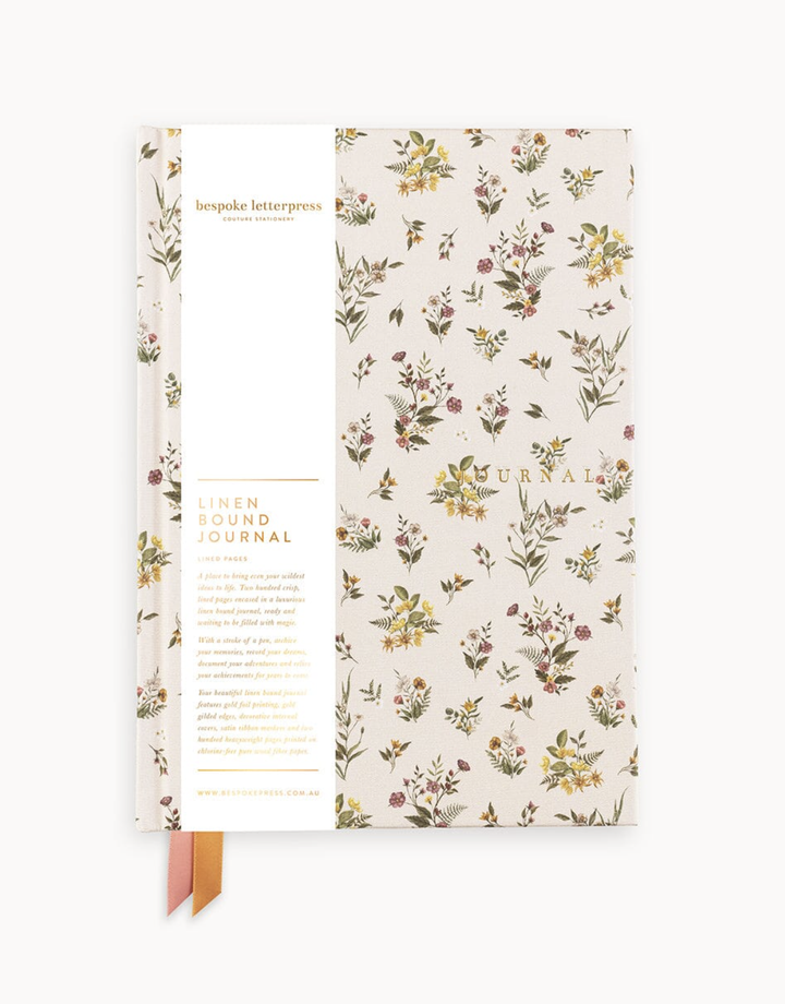 Bespoke Linen Bound Journal - Botanical Blooms (Lined Journal)