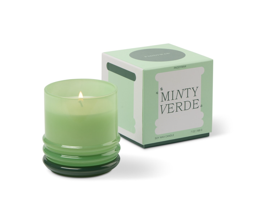 Stacked Glass Candles - Minty Verde