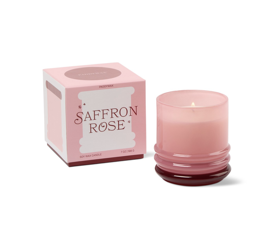 Stacked Glass Candles - Saffron Rose