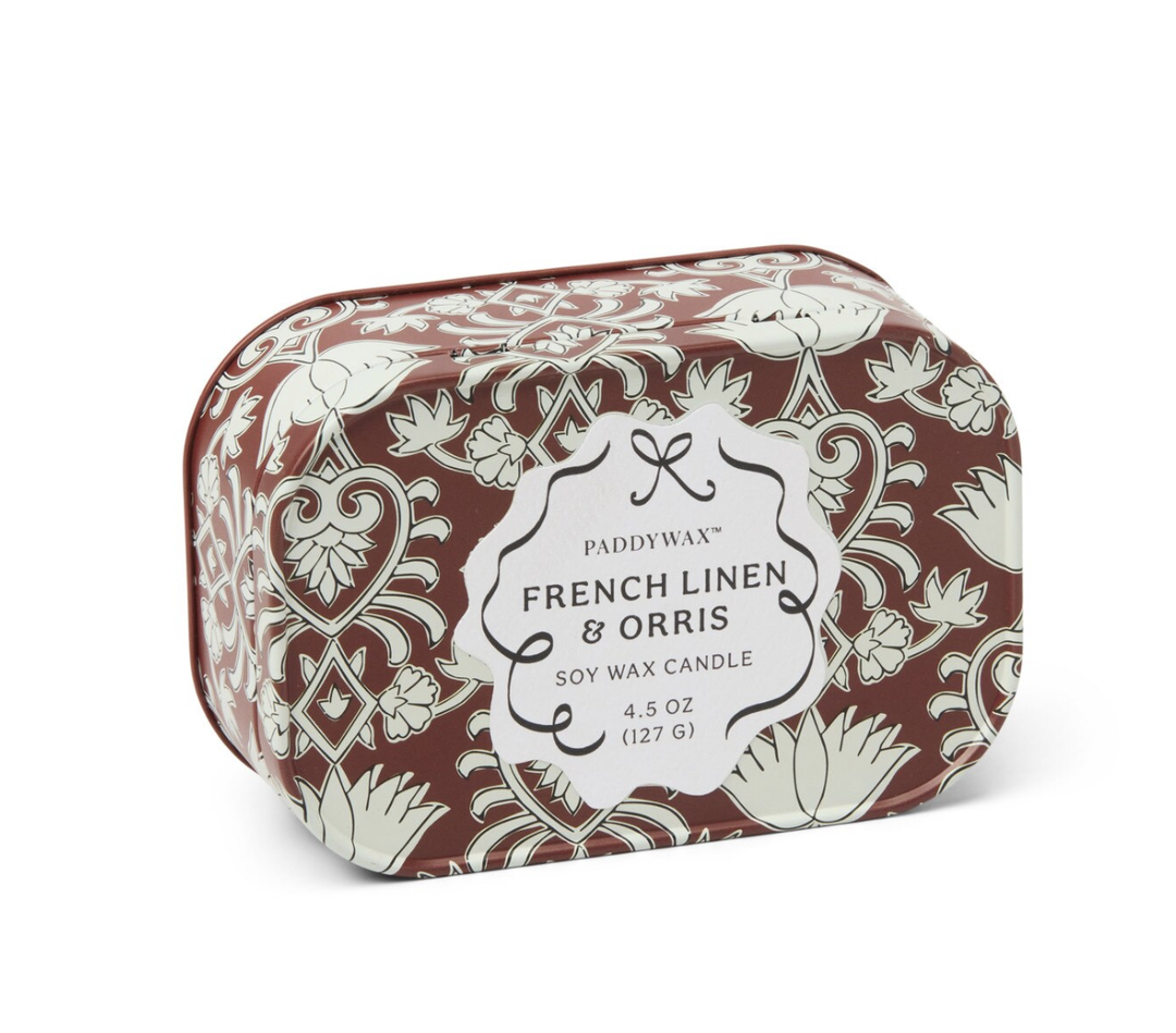 Cherie Printed Tin Candle - French Linen & Orris