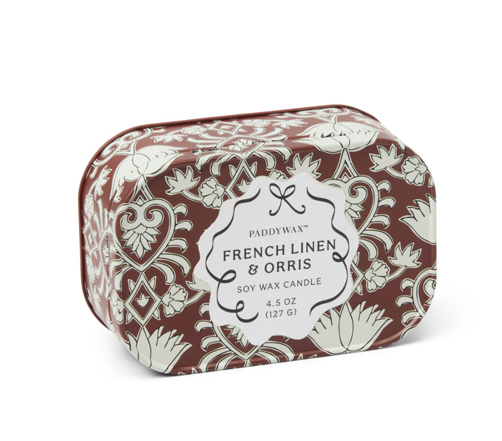 Cherie Printed Tin Candle - French Linen & Orris