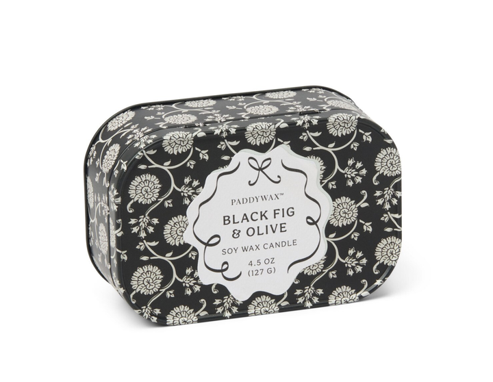 Cherie Printed Tin Candle - Black Fig & Olive