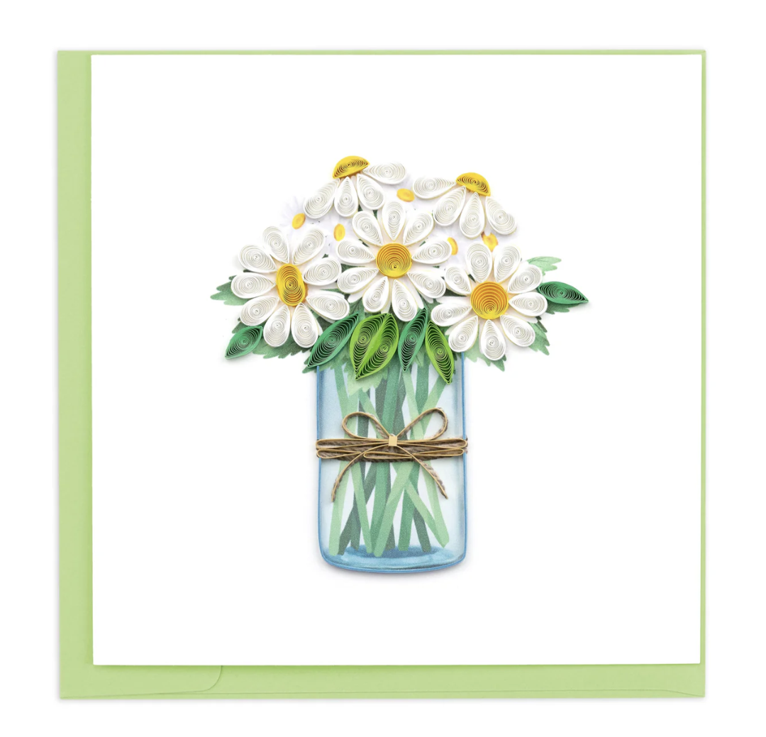 Quilling card - White Daisies In Jar