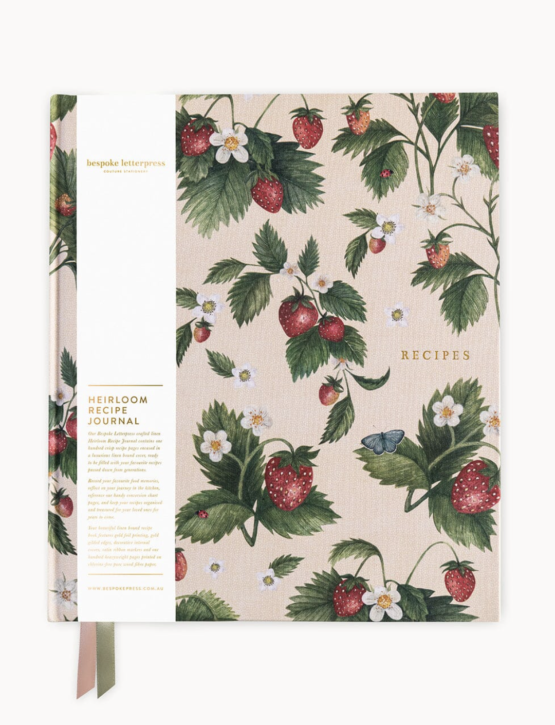 Bespoke Letterpress Journal - Recipe Journal Strawberries