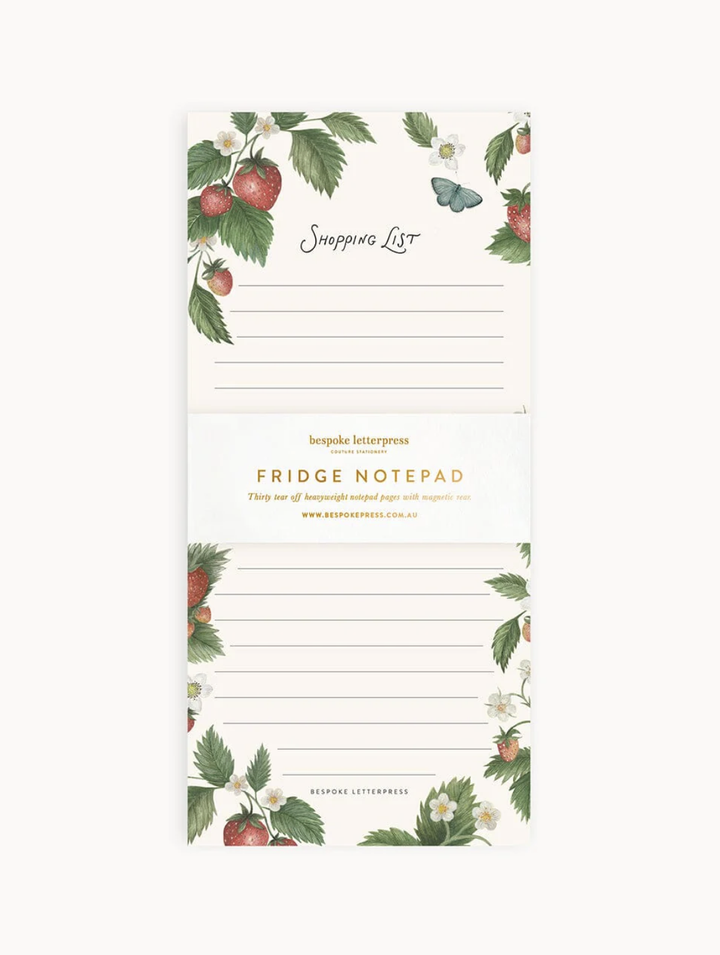 Bespoke Letterpress - Shopping List DL Notepad - Strawberries
