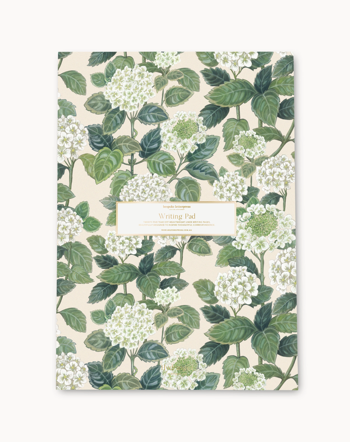 Bespoke Letterpress Writing Pad - Hydrangea A4