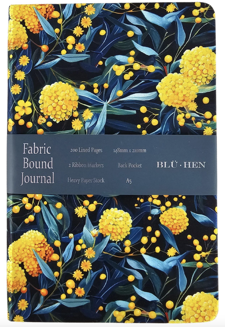 Fabric Lined A5 Journal - Golden Wattle