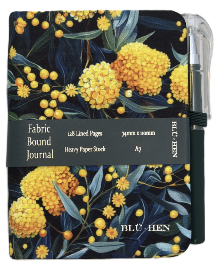 Fabric Lined A7 Journal - Golden Wattle