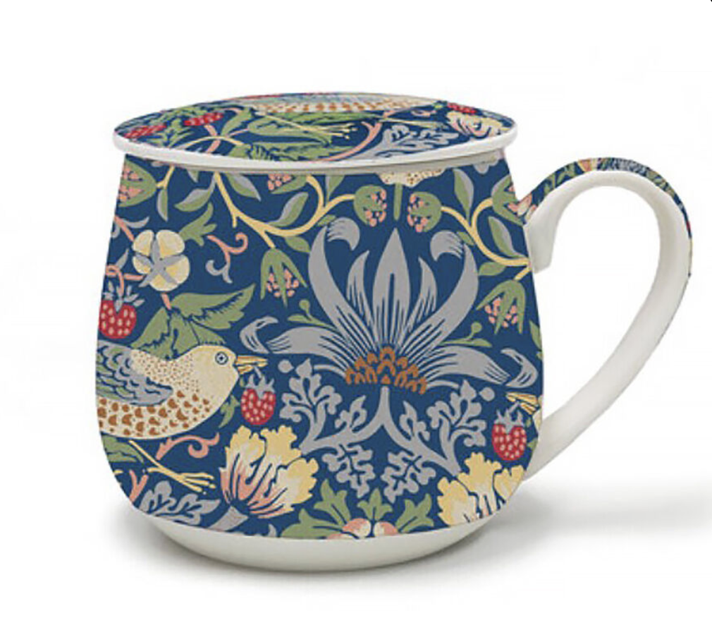 Tea Infuser Mug - Strawberry Thief William Morris