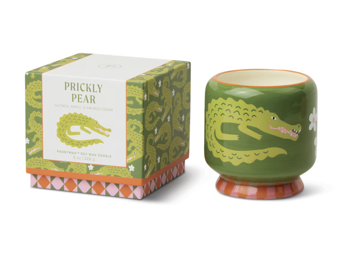 Paddywax 8oz Crocodile Ceramic Candle - Prickly Pear