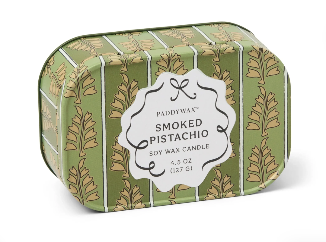 Cherie Printed Tin Candle - Smoked Pistachio