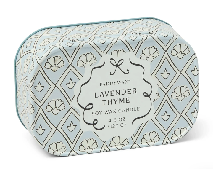 Cherie Printed Tin Candle - Lavender And Thyme