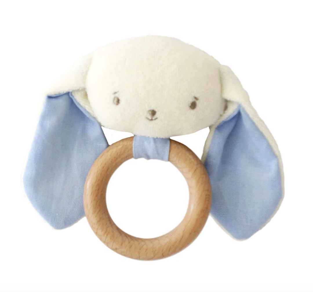 Bunny Teether Ring Rattle - Blue