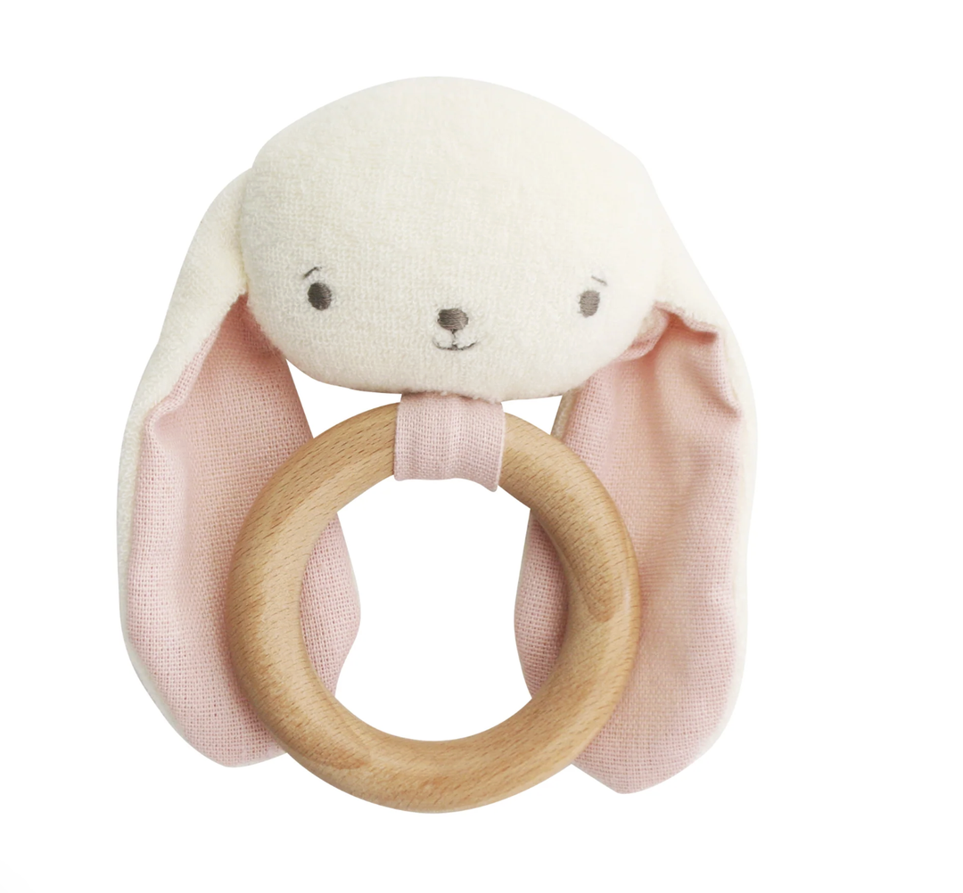 Bunny Teether Ring Rattle - Pink