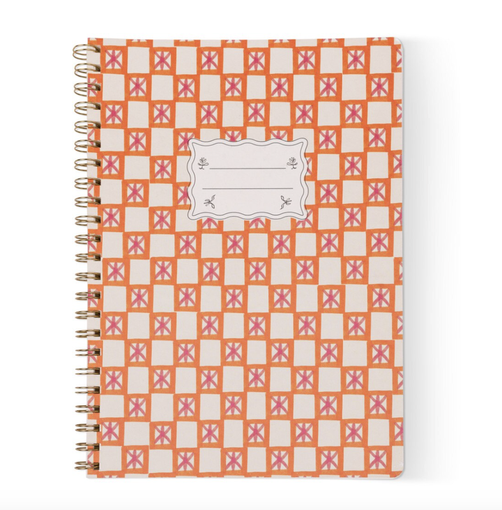 Large Spiral Notebook - Orange Check