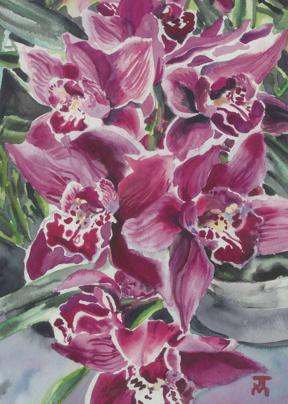 Joanne Ting Card - Purple Orchids