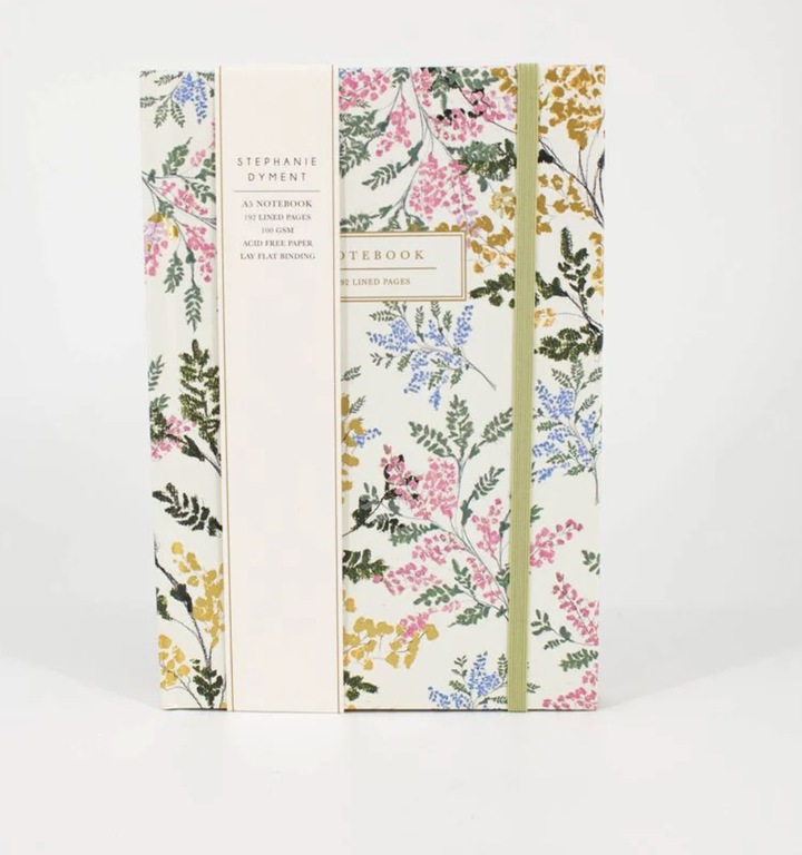 Stephanie Dyment A5 Notebook - White Floral Lined
