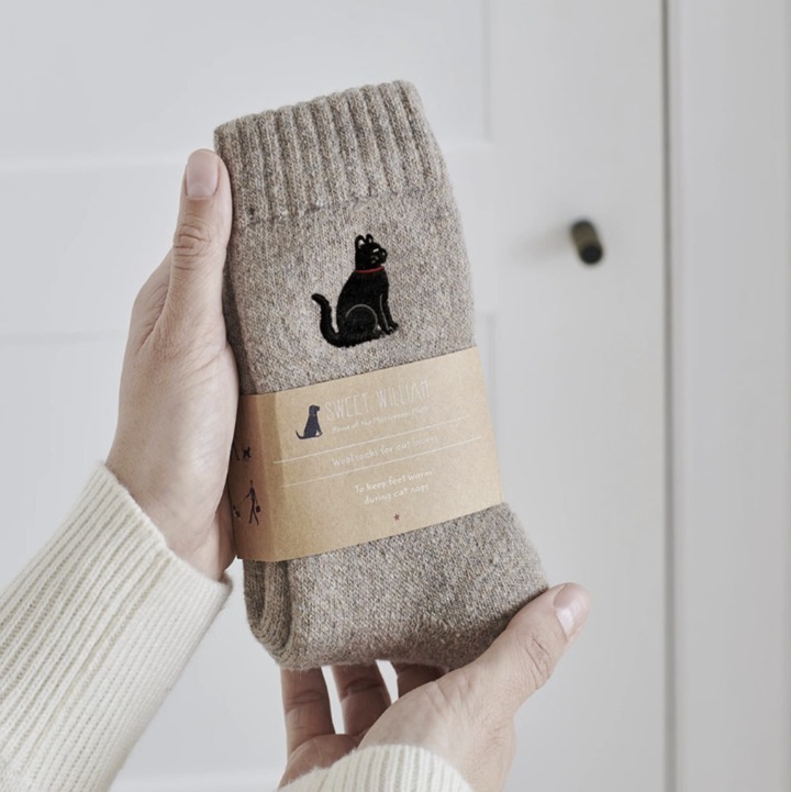 Sweet William Wool Socks - Black Cat