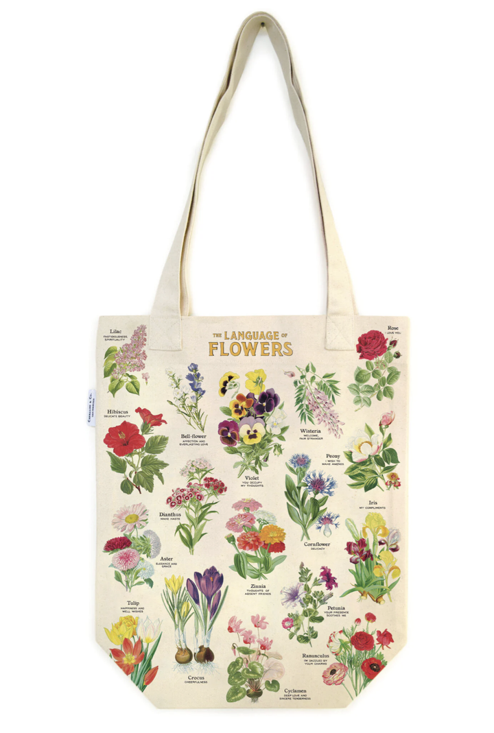 Vintage Language Flowers Tote Bag