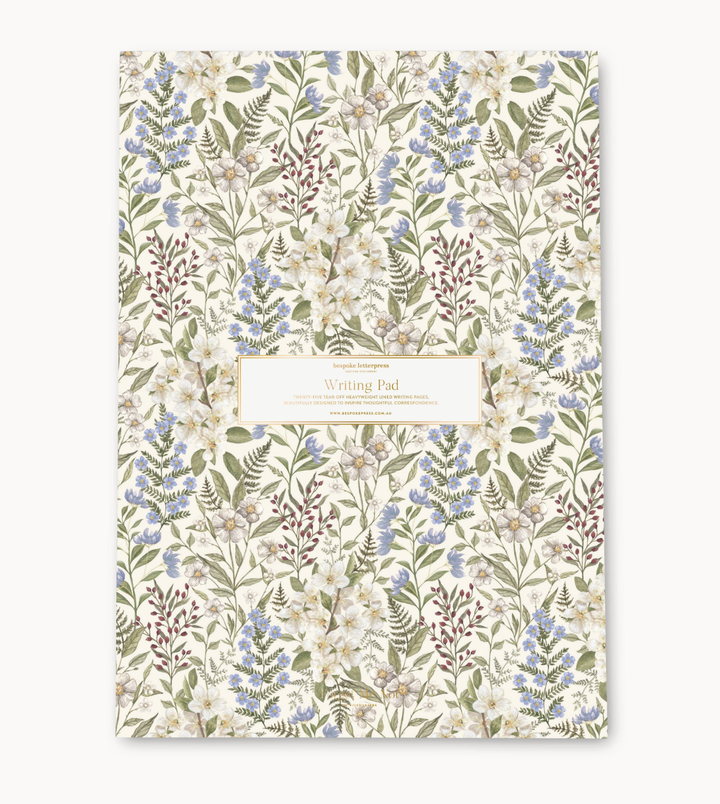 Bespoke Letterpress Writing Pad - Forget Me Not A4