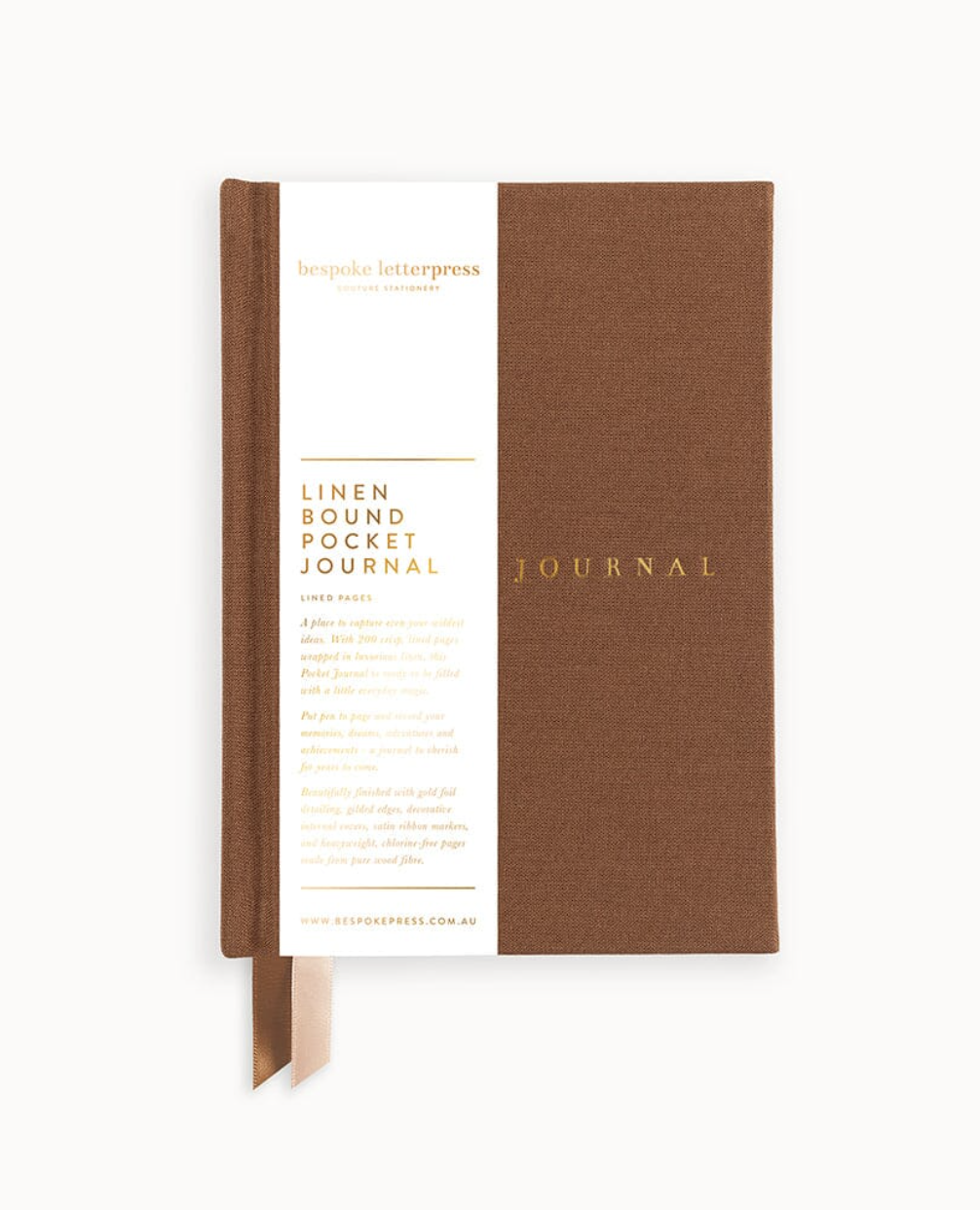 Bespoke Linen Bound Pocket Journal - Mocha (Lined)