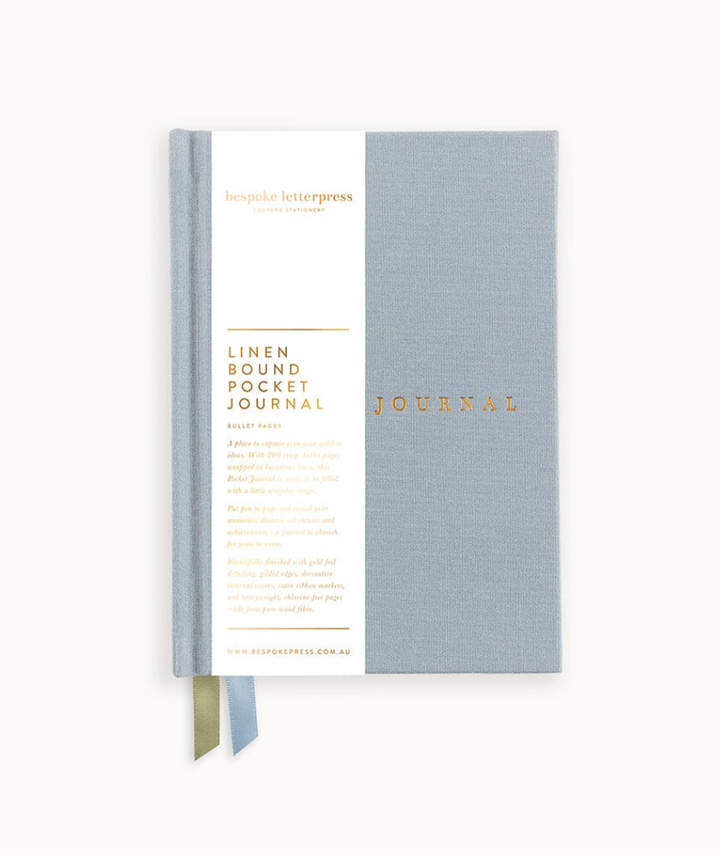 Bespoke Letterpress - Linen Bound Journal - Luna Blue - Bullet