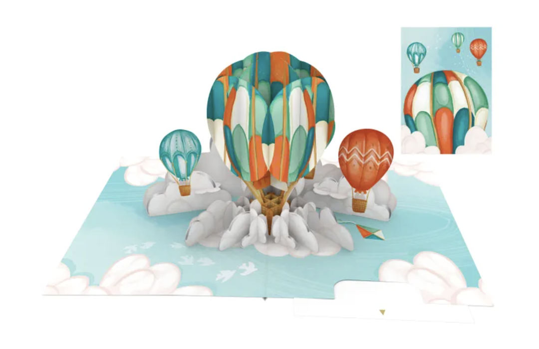 Origamo Pop Up Greeting Card - Hot Air Balloons