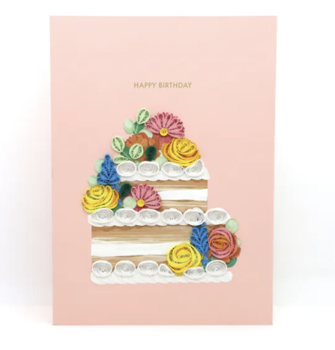 Origamo Quilling Greeting Card - Flowers Cake