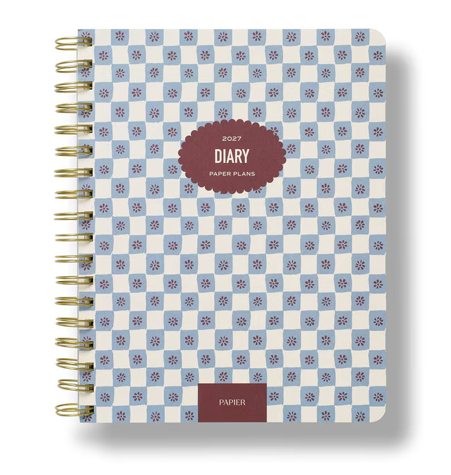 2027 Softcover Spiral Weekly Diary - Petals in Check