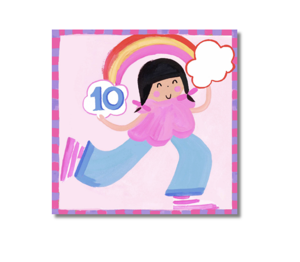 Sooshichacha Card - Girl & Rainbow 10th Birthday