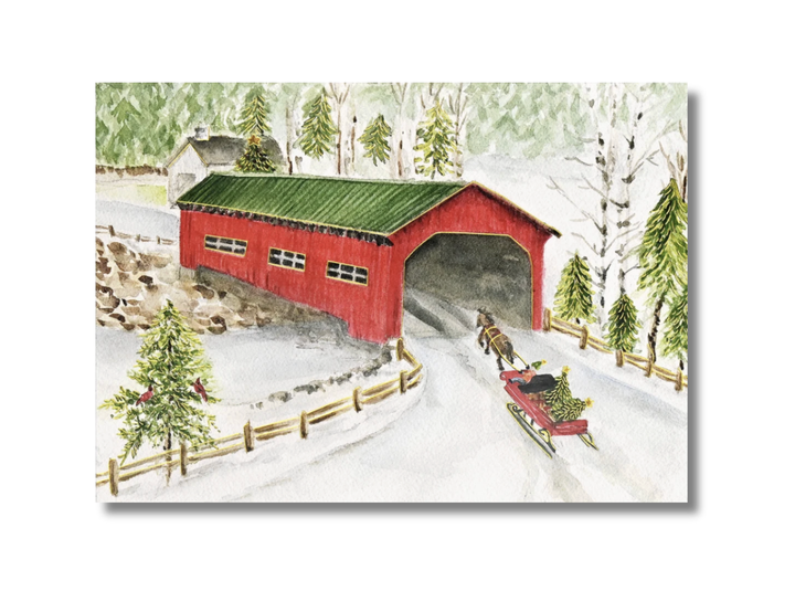 Deluxe Boxed Christmas Cards - Snowy Sleigh Ride