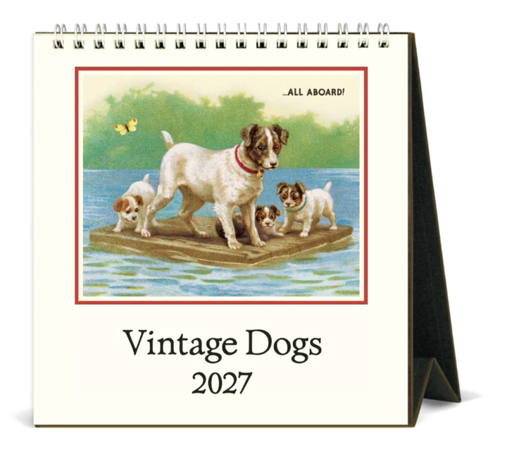 Cavallini 2027 Desk Calendar - Vintage Dogs