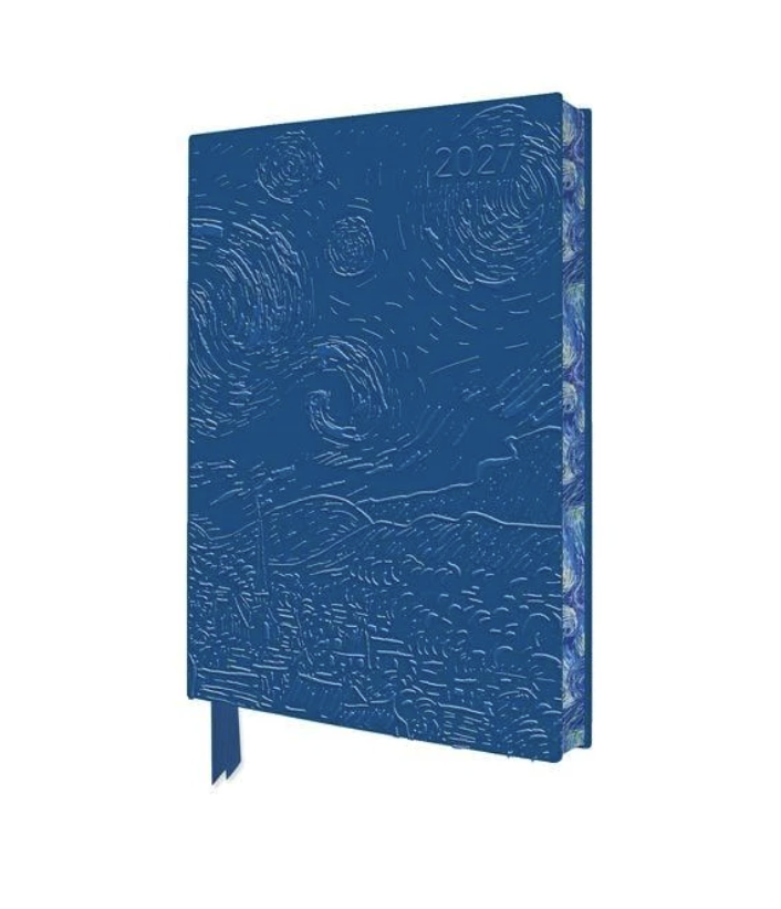Flame Tree 2027 Leather Diary - Vincent Van Gogh - Starry Night