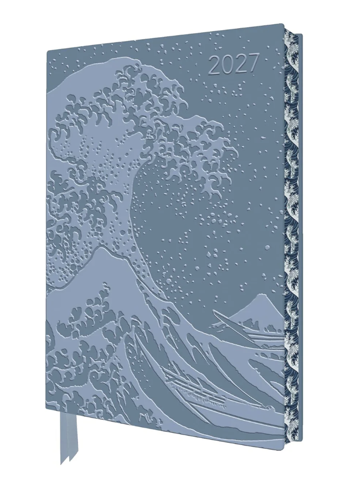 Flame Tree 2027 Leather Diary - Katsushika Hokusai - The Great Wave