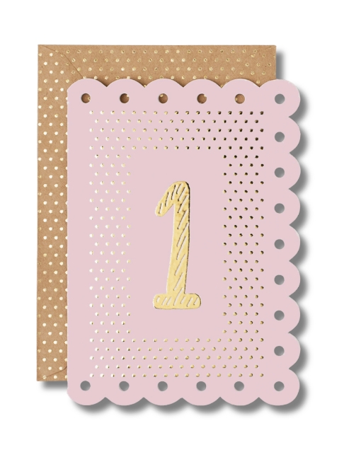 Apple and Clover Card - Happy 1st Birthday Pink
