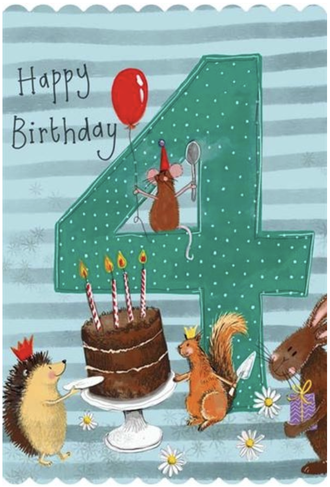 Doodles Card - 4th Birthday
