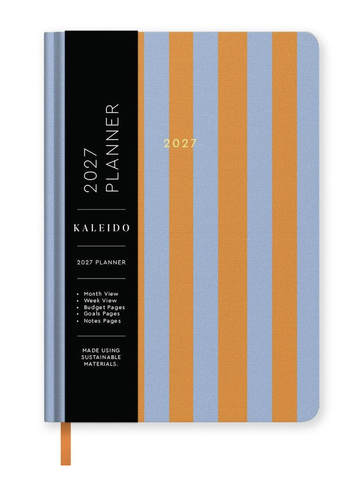 Kaleido A5 Hard Cover 2027 Diary - Blue and Orange Stripe