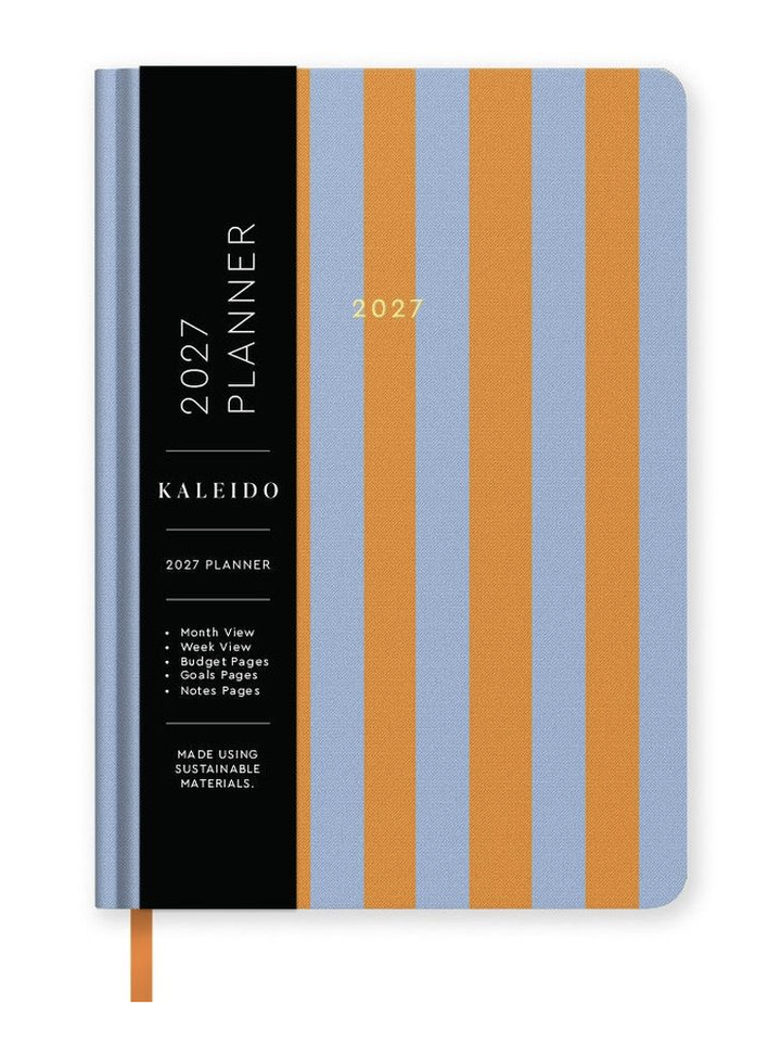 Kaleido A5 Hard Cover 2027 Diary - Blue and Orange Stripe