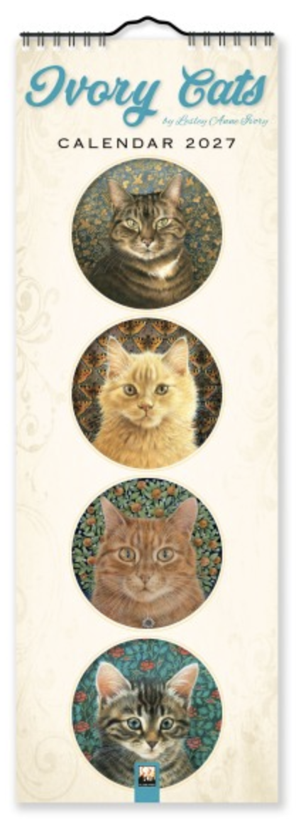 2027 Flame Tree Slim Calendar - Ivory Cats