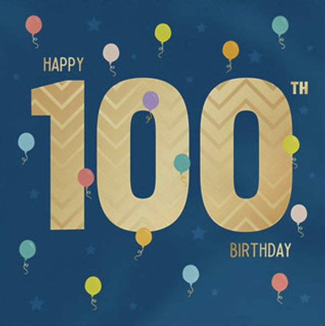 Heyyy Cards Card - Age 100 Blue