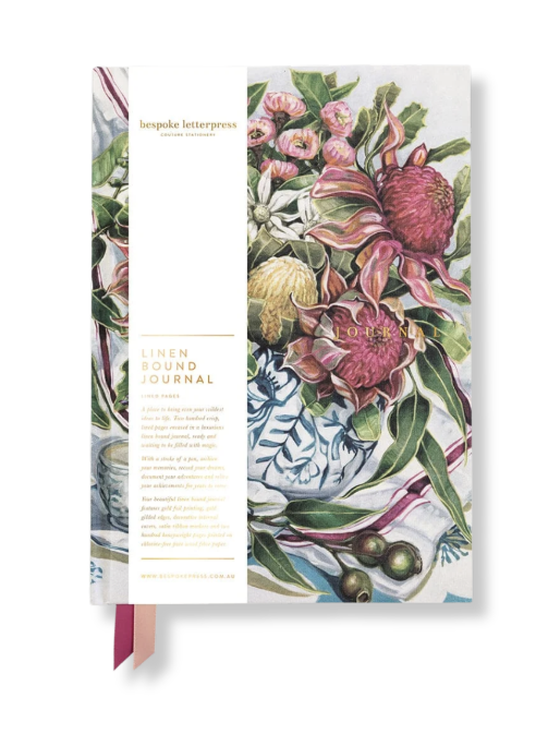 Bespoke Letterpress Linenbound Journal - Waratah
