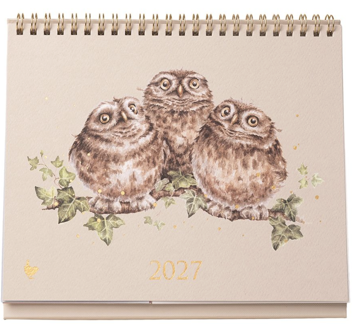 Wrendale Designs 2027 Desk Calendar - Owls & Ducks