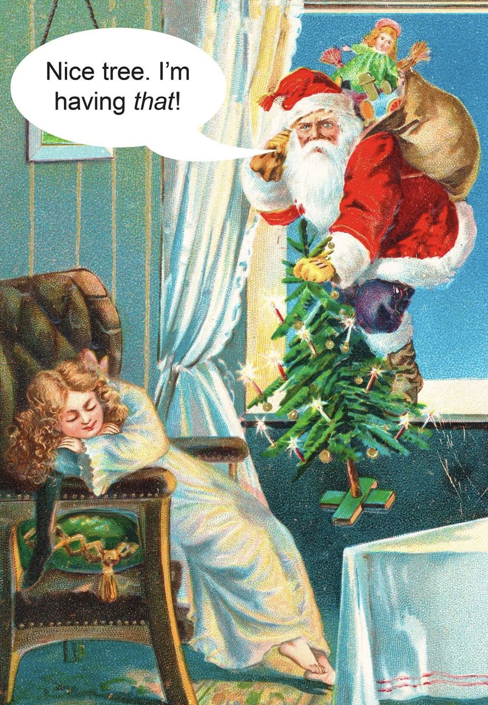 Kiss Me Kwik Card - Reverse Santa