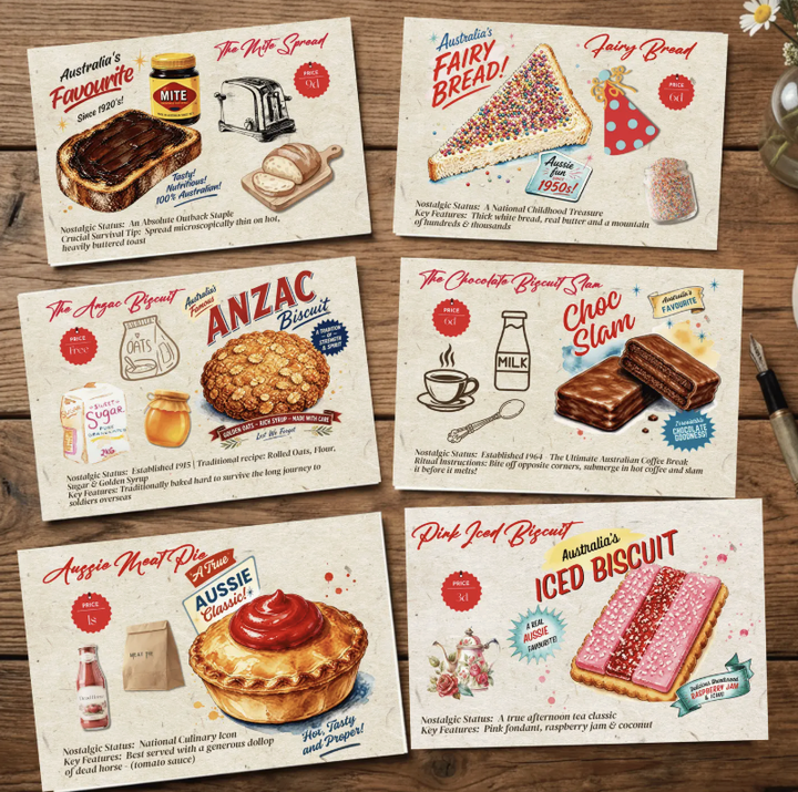 Willow & Leaf - Retro Australian Food Postcard Set