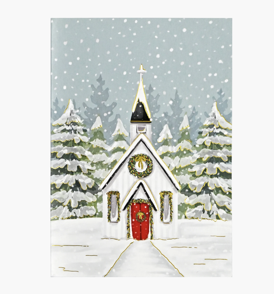 Small Boxed Christmas Cards - Church In Snowfall