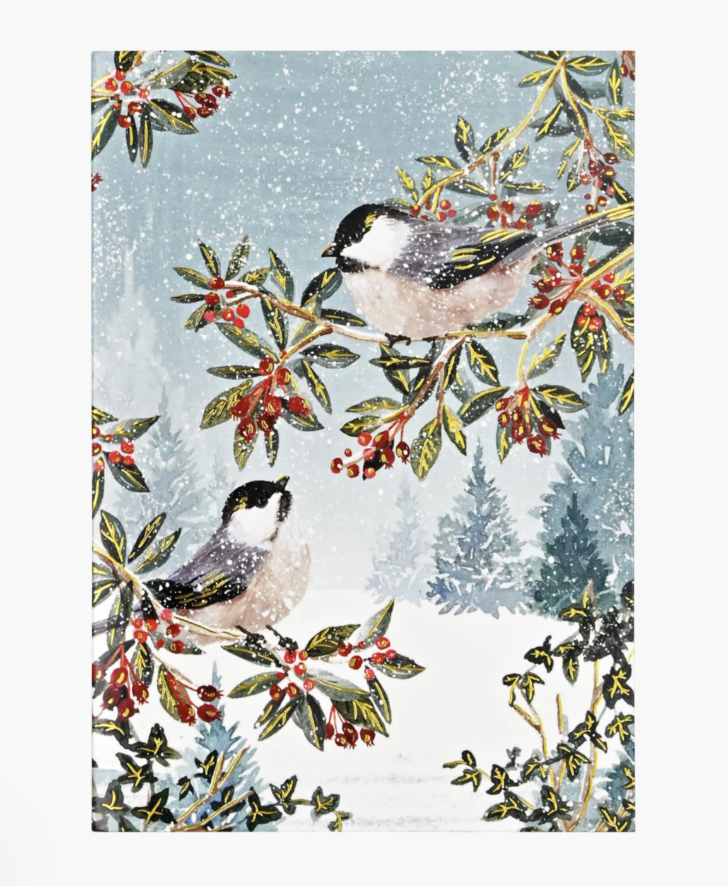 Small Boxed Christmas Cards - Chickadees In The Snow