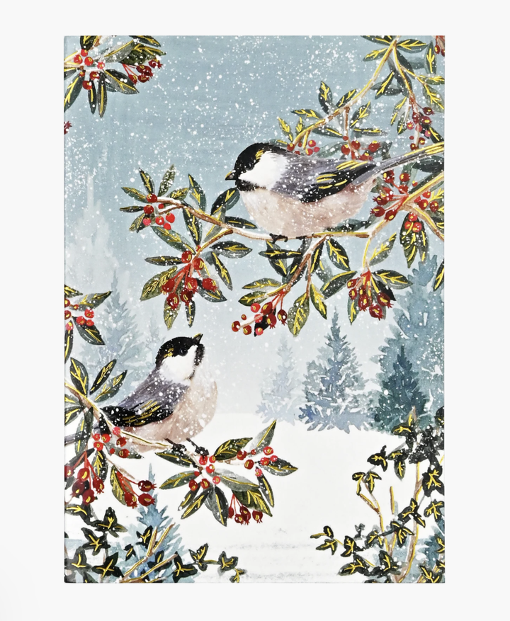 Small Boxed Christmas Cards - Chickadees In The Snow