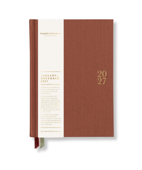 Bespoke 2027 Desktop Linen Bound Planner - Antique Copper