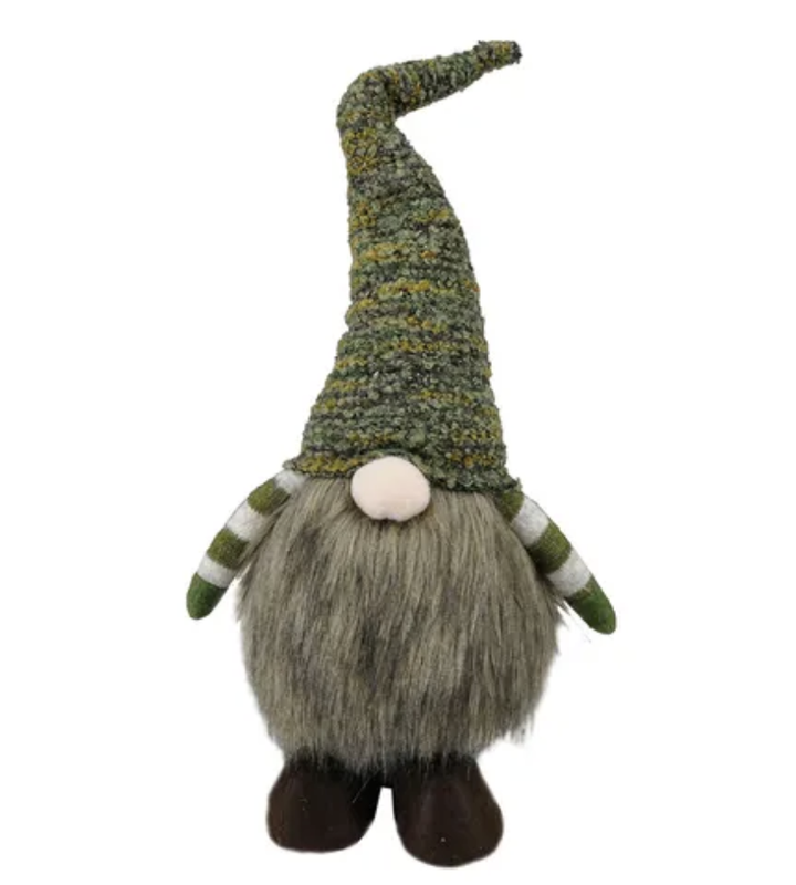 Standing Fabric Christmas Gnome - Green and Brown