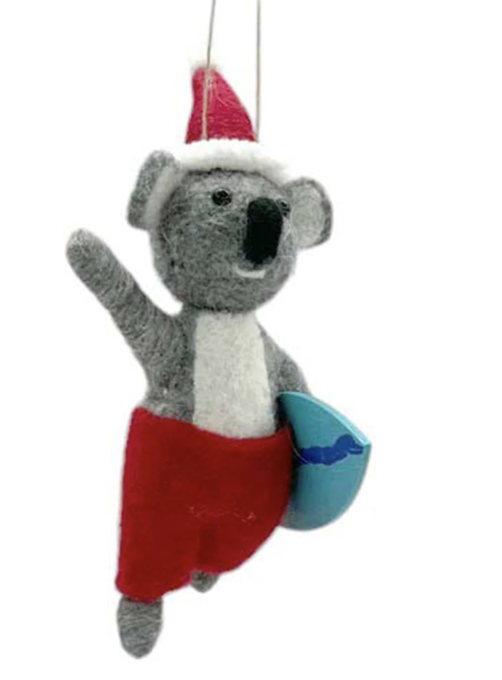 Felt Ornament - Koala Surfer